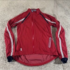 Rapha Jacket Womans Small/Medium Red Stowaway Jacket Reflective Striped Cycling